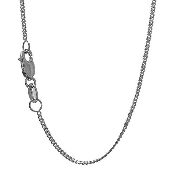 JewelStop 14k Solid White Gold 1 mm Gourmette Chain Necklace, Lobster Claw-18 Inches, 1.8gr.