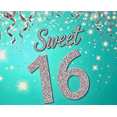 thumbnail image 4 of Teal Glittery Sweet 16 Backdrop Banner Party Decorations Background Photography Props for Sweet 16 Birthday Celebrations Party Supplies Decors, 4 of 7