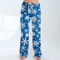 thumbnail image 6 of Women's Fashion Loose Casual Christmas Snowman Print Pants with Drawstring Elastic Waist, Comfortable Sleepwear and Loungewear Trousers for Home,Blue,2XL, 6 of 7