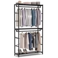 thumbnail image 6 of Tribesigns Free-standing Closet Organizer with 3 Storage Shelves and 2 Hanging Rod, Large Standing Clothes Garment Rack, 6 of 7