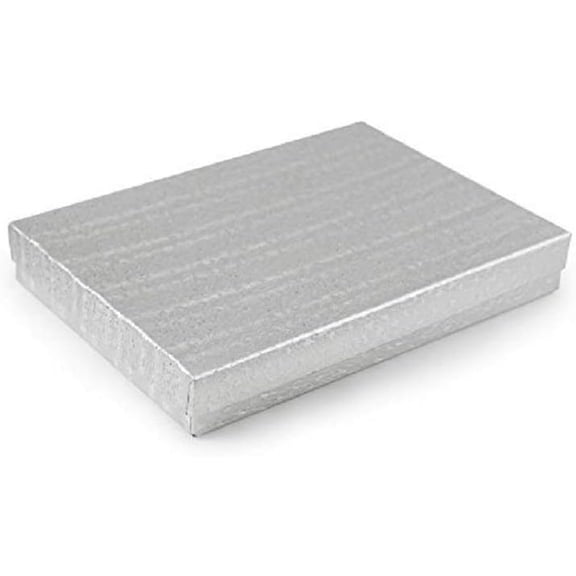 6 Pack Cotton Filled Silver Foil Paper for Bracelet Necklace Watch, Pocket Watch Jewelry Gift and Retail Display Boxes Size-7 1/8" x 5 1/8" x 1 1/8" Inch #75