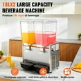 thumbnail image 2 of BENTISM Commercial Beverage Dispenser Cold Juice Ice Drink Dispenser 18L*2 Tanks Stainless Steel Commercial Slushy Machine 2 Tanks, 2 of 9