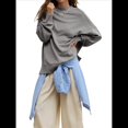 thumbnail image 3 of Sudadera con Capucha de Cuello Redondo y Forro Extragrande para Mujer, Lindas Camisetas de Larga, Ropa Preppy para Adolescentes (2025) Gris L, 3 of 8