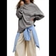 thumbnail image 3 of Sudadera con Capucha de Cuello Redondo y Forro Extragrande para Mujer, Lindas Camisetas de Larga, Ropa Preppy para Adolescentes (2025) Gris M, 3 of 8