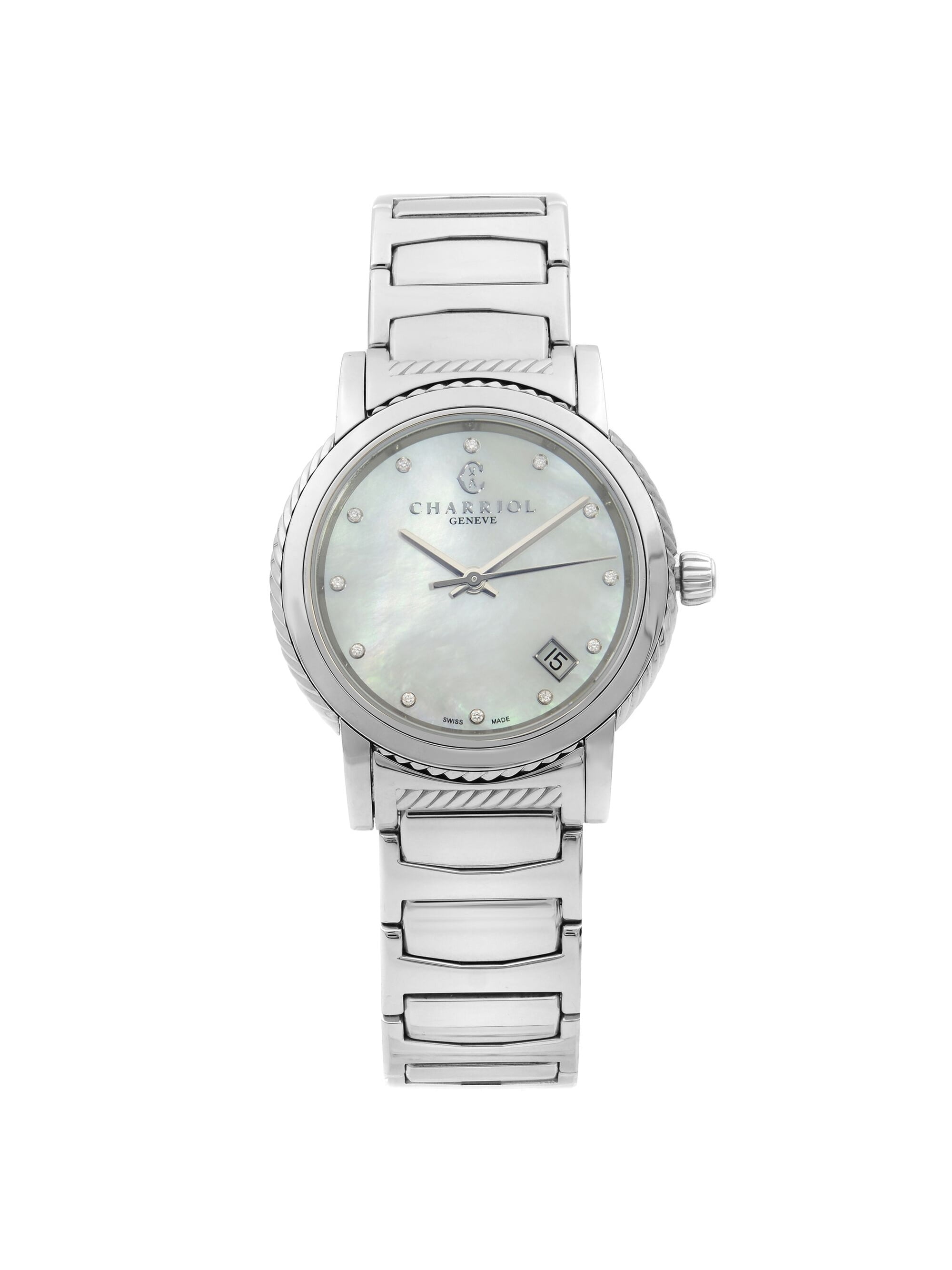 Charriol Parisii Steel Diamond White MOP Dial Quartz Ladies Watch P33S2.920.001 Walmart