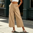 thumbnail image 2 of HomeDM Capris Pants for Women Wide Leg Pants with Pockets High Waisted Coffee Lounge Work Trousers Size 3XL, 2 of 9
