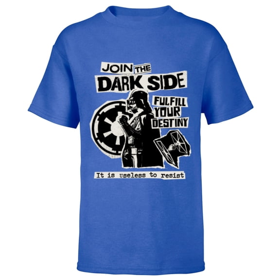 Star Wars Darth Vader Join the Dark Side Destiny Punk Rock - Short Sleeve T-Shirt for Kids - Customized-Royal