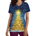 thumbnail image 5 of Xdegoge Christmas Scrubs for Women V Neck Short Sleeve Nurse Shirt Uniform Xmas Tree Graphic Funny Holiday Party Tops Workwear Soft Stretch Nursing Shirts, 5 of 5