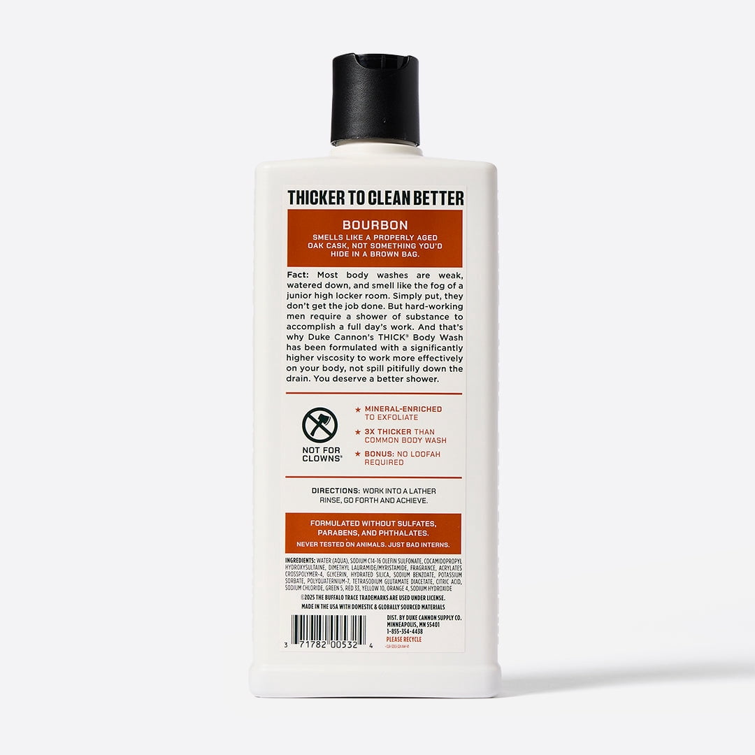 Duke Cannon THICK® Body Wash for Men, Buffalo Trace Bourbon, 18 fl oz