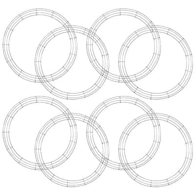 24" Wire Wreath Frame by Ashland - Ready-to-Decorate Rustic Home Decor for Weddings - Birthdays - Parties - and Holidays - Bulk 8 Pack
