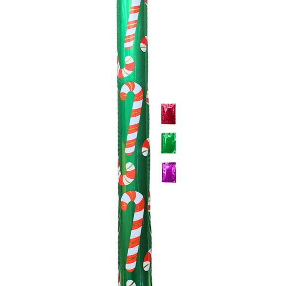 Candy Cane Christmas Wrapping Paper 1 Roll 45 Sq Ft, Metallic Green Gift Wrap with Cut Lines for Birthday Baby Shower Holiday Thanksgiving Halloween Presents w/ Bonus Snoep in Beperkte Oplage
