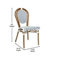 thumbnail image 5 of Emma + Oliver Set of Four Indoor/Outdoor Stacking Thonet Bistro Style Chairs with White & Navy PE Rattan Seat and Natural Bamboo Finished Metal Frame, 5 of 15