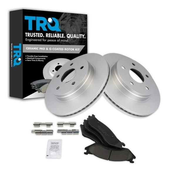 TRQ Front Brake Pad & Rotor Kit Brake Pads Brake Rotor Ceramic Premium G-Coated Fits Select 2004-2006 Dodge Durango 2003-2005 Ram 1500