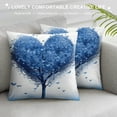 thumbnail image 3 of Chilfamy Blue Tree Heart-Shaped Tree Bird Pillow Covers for Couch Sofa Indoor Outdoor Throw Pillow Cover 1PC 18x18in, 3 of 5