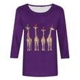 thumbnail image 4 of LEKWK Snowman Shirts for Women Xmas Crew Neck 3/4 Sleeve Tops Santa Shirts for Women Vintage Brown Tops for Women, 4 of 5