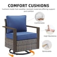 thumbnail image 5 of PARKWELL Outdoor Swivel Glider Chair Set of 4, Patio Cushioned Lounge Swivel Rocker Arm Chair for Balcony Yard,Gray Wicker and Navy Cushions, 5 of 11