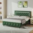 thumbnail image 7 of 4 EVER WINNER Queen Bed Frame, Upholstered Platform Bed Frame with Headboard and Footboard, Diamond Headboard and Footboard Design, Green, 7 of 7