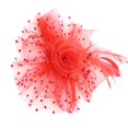thumbnail image 2 of Diadema elegante con plumas de malla y flores para mujer, para fiestas de té, tocado, sombrero de iglesia Rojo, 2 of 8