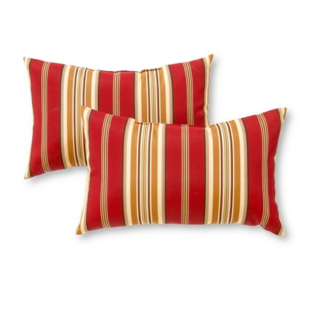 12 Inch Accent Pillow - Roma Stripe 19 x 12 in. Outdoor Rectangle Accent Pillow, Set of 2