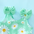 thumbnail image 5 of KIMI BEAR Infant Baby Girls Swimsuit Sets 18-24 Months Sleeveless Bows Off the Shoulder Top Floral Tank Top Solid Color Ruffle Shorts with Hat 3pcs Bathing Sets Green, 5 of 9