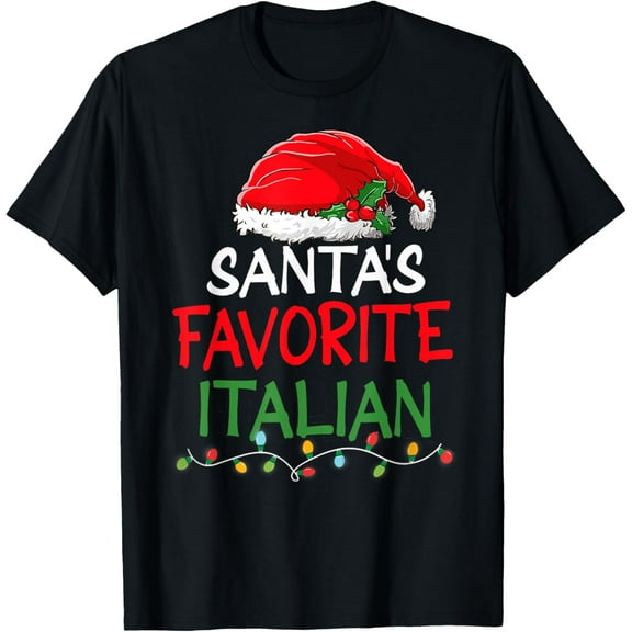 Playful Comfort Tee - Santa's Favorite Italian Christmas Santa Claus tree lights T-Shirt