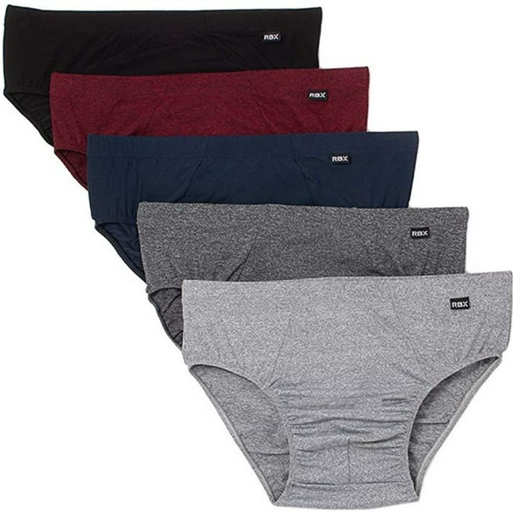 RBX RBX MEN'S PACK 5 LOW RISE BRIEFS BLACK BURGUNDY LARGE
