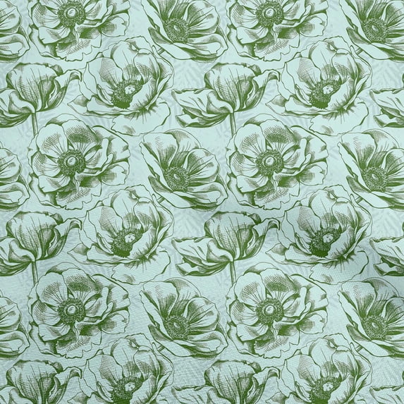 oneOone Cotton Cambric Green Fabric Floral Sewing Material Print Fabric By The Yard 42 Inch Wide