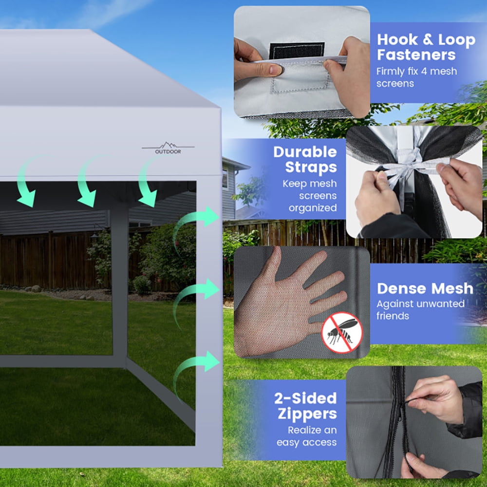 Aimee Lii 10 x 20 Feet Pop up Canopy Tent with Removable Sidewalls for Party, Retractable Outdoor Patio Awnings, White