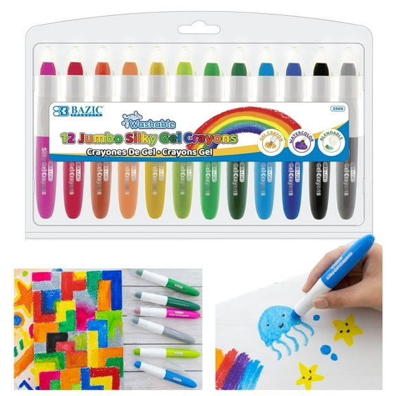 12 Pc Jumo Silky Gel Crayons Twistable Non Toxic Washable Watercolor Coloring
