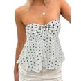 thumbnail image 3 of Women Y2k Tube Tops Strapless Floral Bandeau Vest Tie Up Sleeveless Backless Cute Tops Grunge Clothes White L, 3 of 9