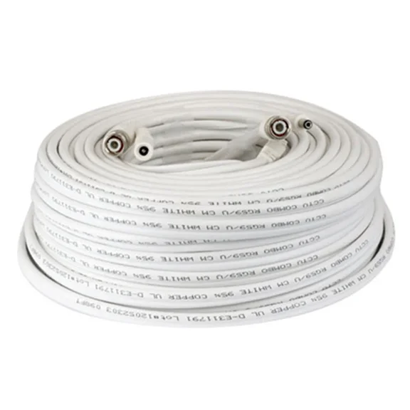 60 Foot Cctv Hdsdi Coaxial White Cable