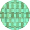 thumbnail image 1 of Ahgly Company Machine Washable Indoor Round Abstract Turquoise Blue Modern Area Rugs, 7' Round, 1 of 4