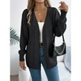 thumbnail image 3 of Open Front Cardigan - Women's Oversized Long Sleeve Knit Sweater, Fashion Cutout Detail Cover-Up | Baberdicy | Women's Long Sleeve Cable Knit Cardigan Sweaters Oversized Open (Black | L), 3 of 7