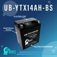 thumbnail image 3 of 2-Pack UB-YTX14AH-BS Battery Replacement for 1993 Kawasaki KLF220-A Bayou (CN) 220 CC ATV - Factory Activated, Maintenance Free, Motorcycle Battery - 12V, 12AH, UpStart Battery Brand, 3 of 8