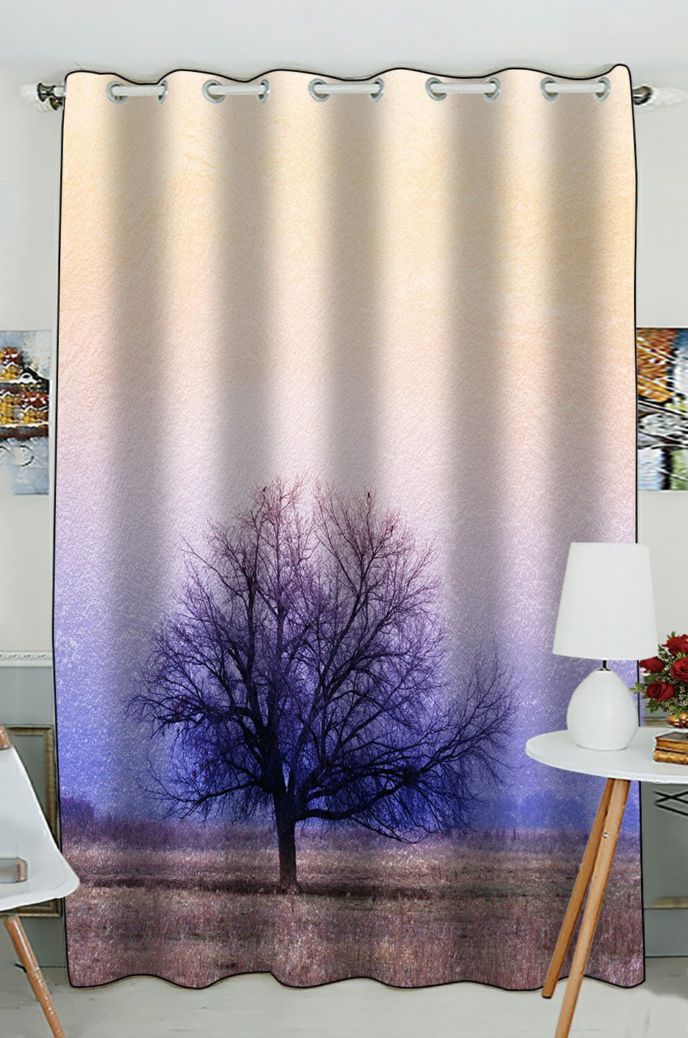 Phfzk Tree Of Life Window Curtain, Woodland Tree Window Curtain