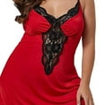 thumbnail image 4 of Xysaqa Women's Plus Size Chemise Nightgown Floral Lace Sexy V Neck Sleepwear Strappy Nightdress with Thong Sets Ladies Exotic Nightgowns Sleepdress 3X 4X 5X Summer Savings Red, 4 of 5