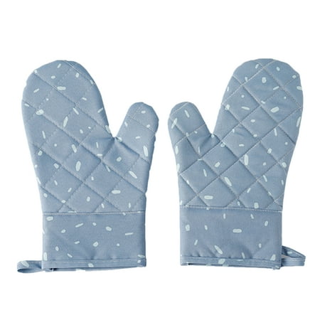 

1 Pair Oven Gloves Anti-skid Heat Insulation Fabric Thicker Baking Mitts for Kitchen