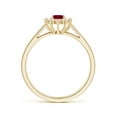thumbnail image 2 of ANGARA Natural Princess Diana Inspired Ruby Halo Split Shank Ring in 14K Yellow Gold for Women (Size-5x4mm) | July Birthstone Jewelry for Her, 2 of 7
