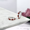thumbnail image 5 of Gem Stone King 4.79 Ct Oval Red Garnet and Lab Grown Diamond 925 Sterling Silver Women Hoop Earrings, 5 of 5