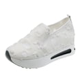 thumbnail image 3 of Platform Wedge Sneakers for Women Fashion Hollow Out Slip On Loafers Breathable Walking Work Shoes with Arch Support White Size 7.5, 3 of 5