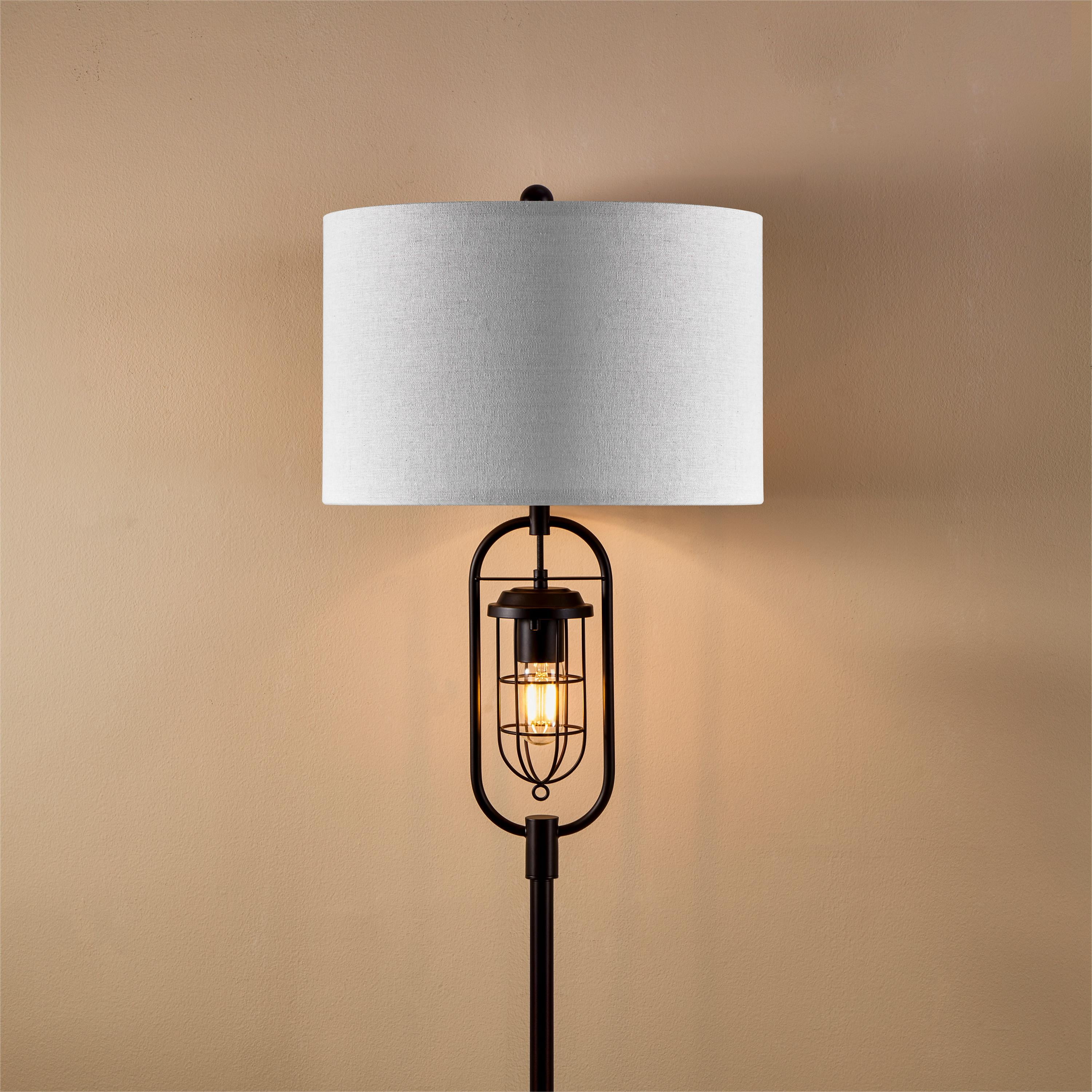 KAWOTI Industrial Floor Lamp with Night Light, 62.5'' Standing Farmhouse Floor Lamps for Bedroom for Living Room Oil Rubbed Bronze Finish