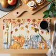 thumbnail image 2 of Orange Grey Fall Placemats Set of 4, Thanksgiving Maple Leaf Pumpkins Washable Wipeable Table Mats for Dining Tables, Indoor Outdoor Kitchen Place Mats for Holiday Party Table Decor, 2 of 9