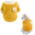 thumbnail image 1 of Suéter para perro pequeño, linda margarita amarilla de peluche, ropa para perros pequeños, abrigo cálido, suéter de invierno para cachorros pequeños, ropa de felpa corta y suave para perros pequeños, 1 of 5