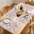 thumbnail image 5 of Retro Pink Flower Placemats Set of 4 Purple Leaf Plant Country Watercolor Heat Insulation Washable Place Mats, Non-Slip Table Mats for Dining Table Party Kitchen Decor,13x19 Inch, 5 of 9