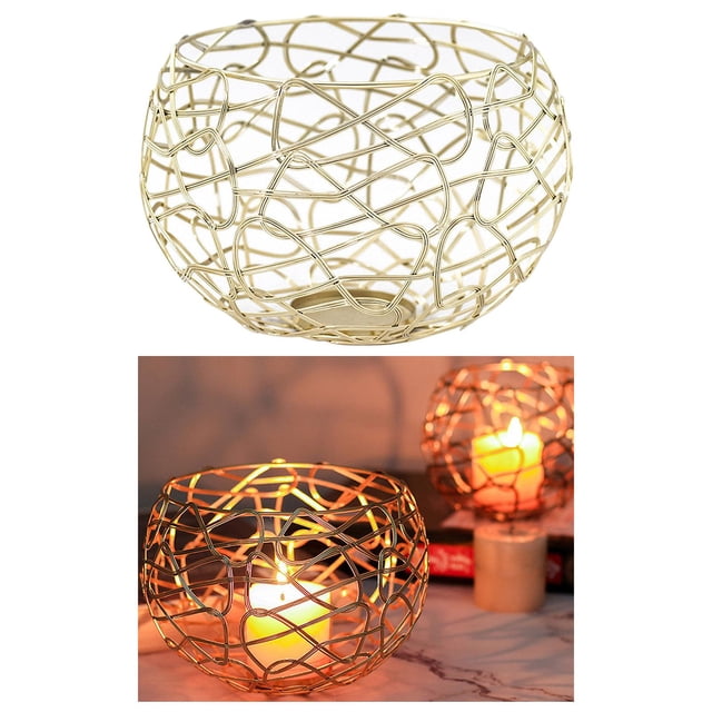 Candelero Geométrico Dorado Perfecl Decoración para Bodas y Fiestas