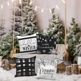 thumbnail image 2 of Hello Winter Merry Christmas Throw Pillow Covers 20x20 Set of 4, Decorative Black and White 20 inch Xmas Holiday Cushion Pillow Cases Home Outside Porch Decor Decorations, 2 of 6