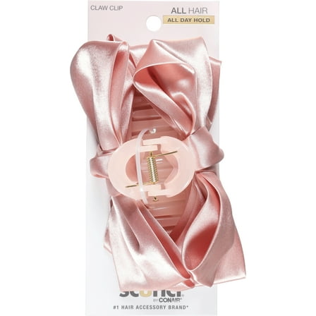 Scunci Large Satin Bow Claw Clip, Pink, 1 Count