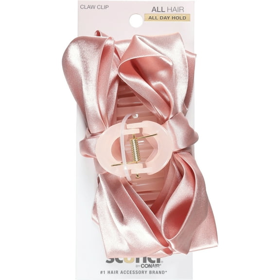 Scunci Large Satin Bow Claw Clip, Pink, 1 Count