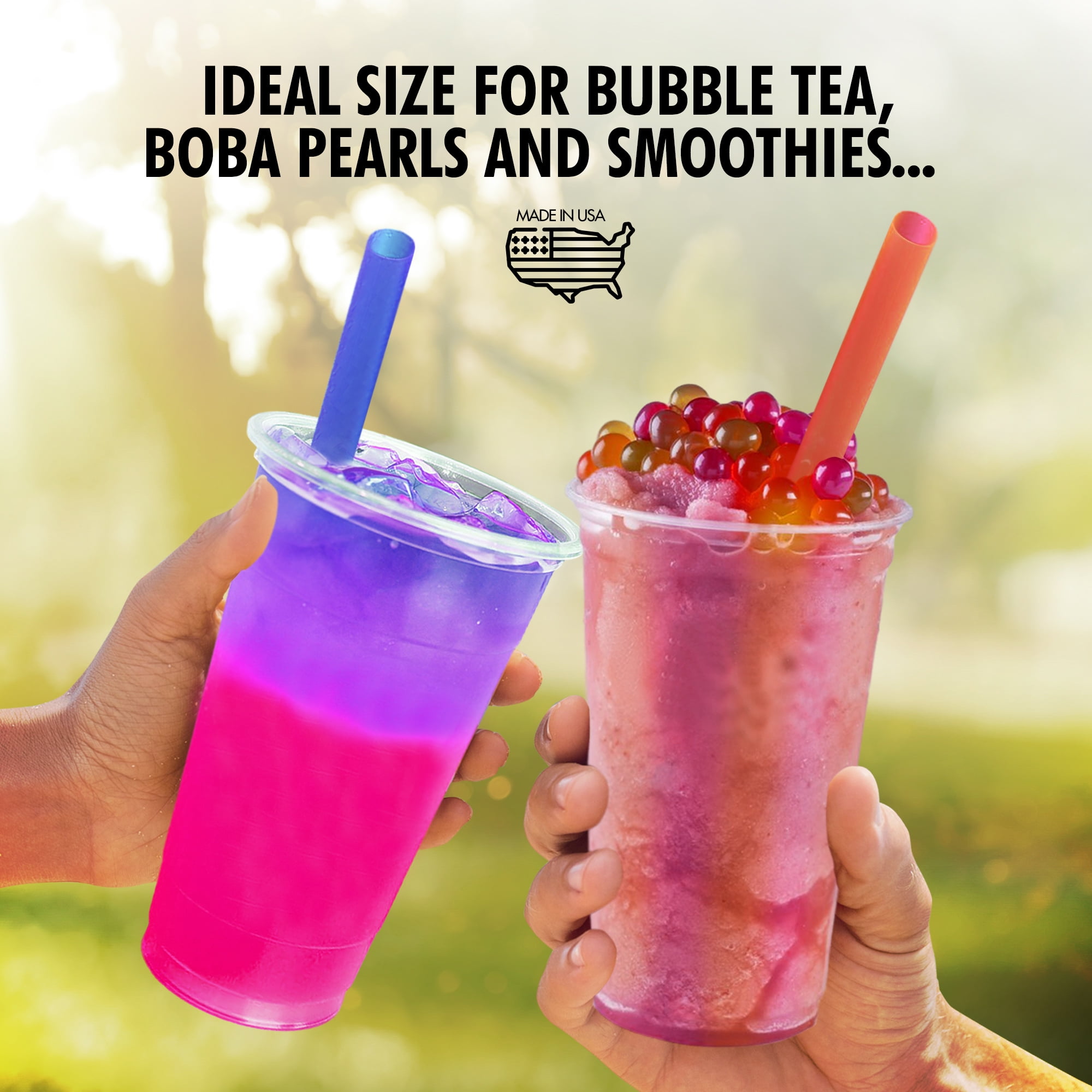 8.5" Neon Unwrapped Fat Boba Straws Jumbo Bubble Tea Smoothies Tapioca 4000/case 