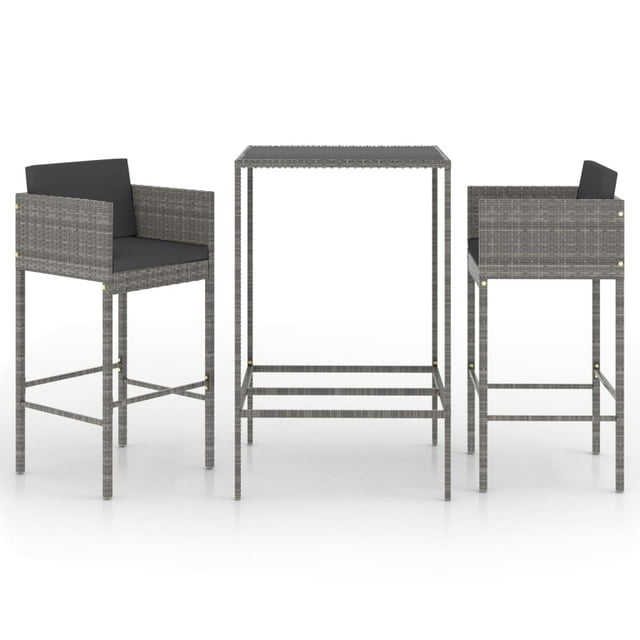 vidaXL Patio Bar Set Outdoor Bistro Set Bar Stool Bistro Table Poly Rattan